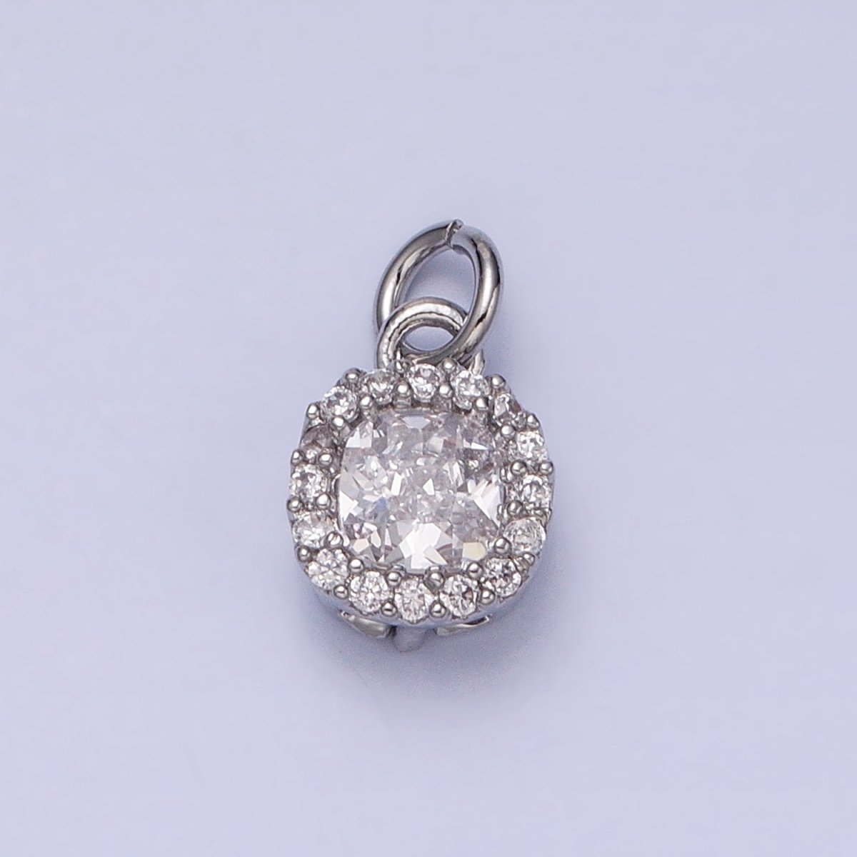 16K Gold Filled Clear CZ Micro Paved Square Round Add-On Charm in Gold & Silver | AC1253 AC1254