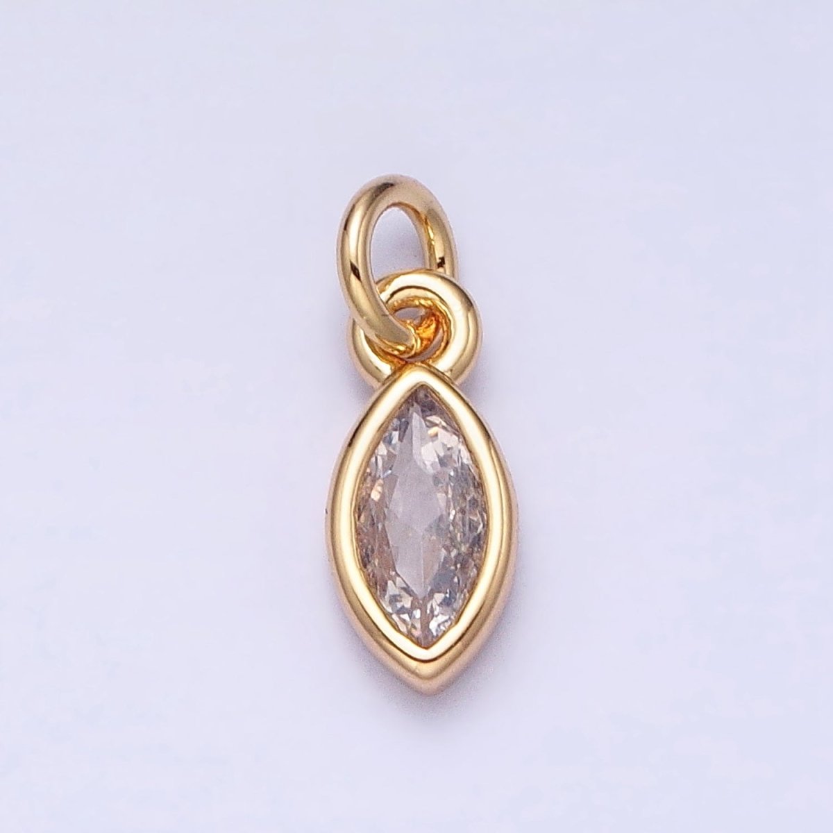 16K Gold Filled Clear CZ Teardrop Bezel Add-On Charm in Gold & Silver | AC1203 AC1204