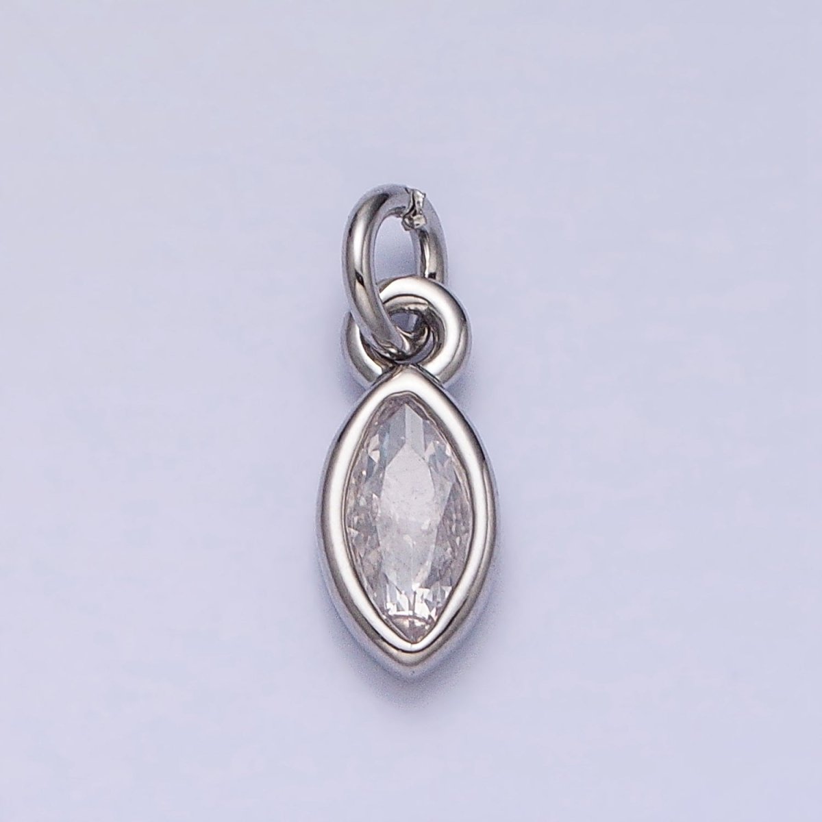 16K Gold Filled Clear CZ Teardrop Bezel Add-On Charm in Gold & Silver | AC1203 AC1204