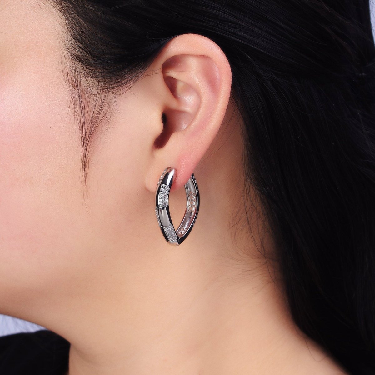 16K Gold Filled Clear Micro Paved CZ Sphere Hoop Earrings in Gold & Silver | AB470 AB460