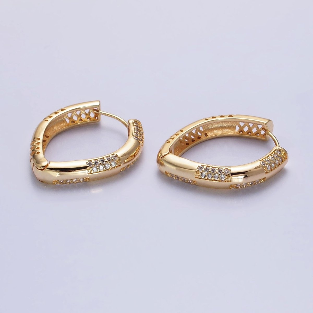 16K Gold Filled Clear Micro Paved CZ Sphere Hoop Earrings in Gold & Silver | AB470 AB460