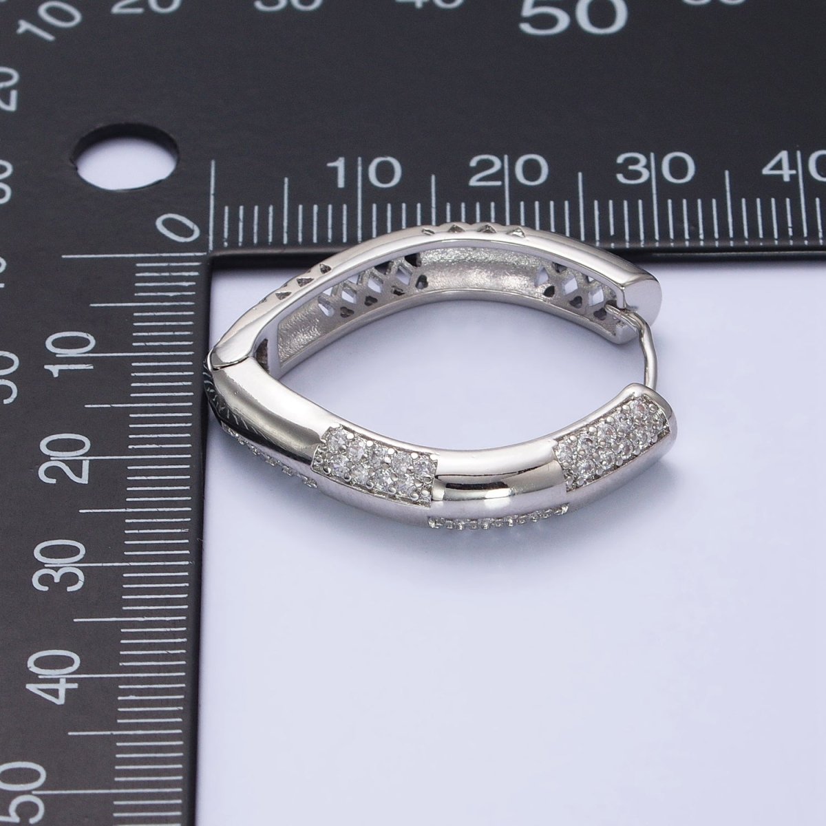 16K Gold Filled Clear Micro Paved CZ Sphere Hoop Earrings in Gold & Silver | AB470 AB460