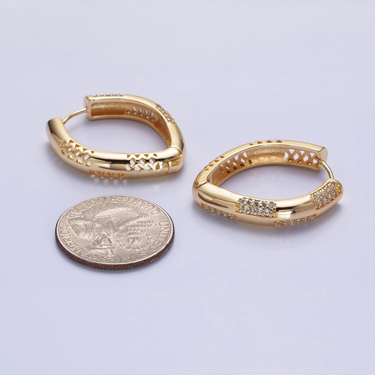 16K Gold Filled Clear Micro Paved CZ Sphere Hoop Earrings in Gold & Silver | AB470 AB460