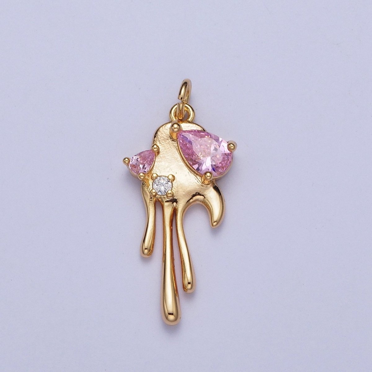 16K Gold Filled Clear, Purple, Pink Teardrop Dripping Gold Geometric Charm AG-007 AG-008 AG-009 AG-010