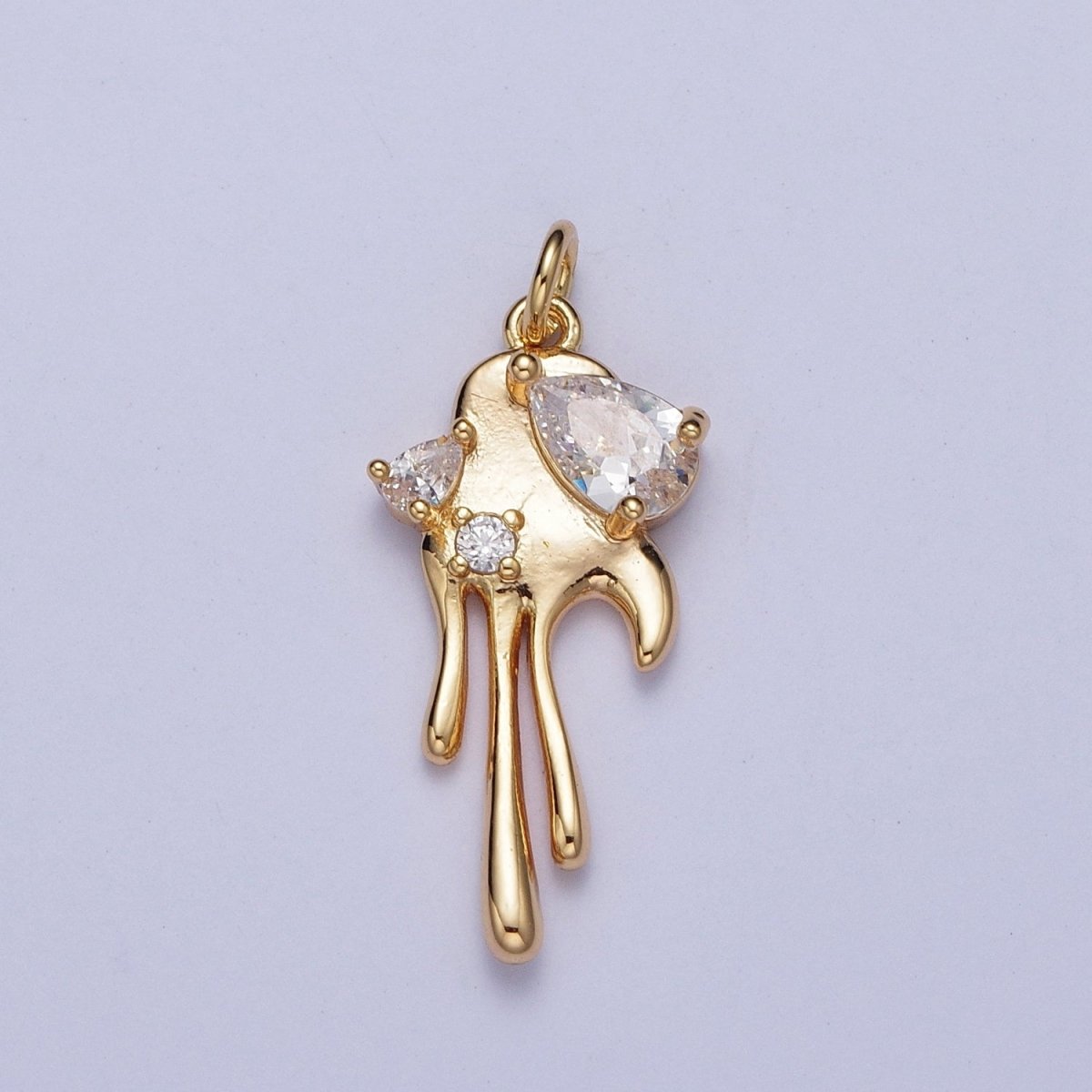 16K Gold Filled Clear, Purple, Pink Teardrop Dripping Gold Geometric Charm AG-007 AG-008 AG-009 AG-010