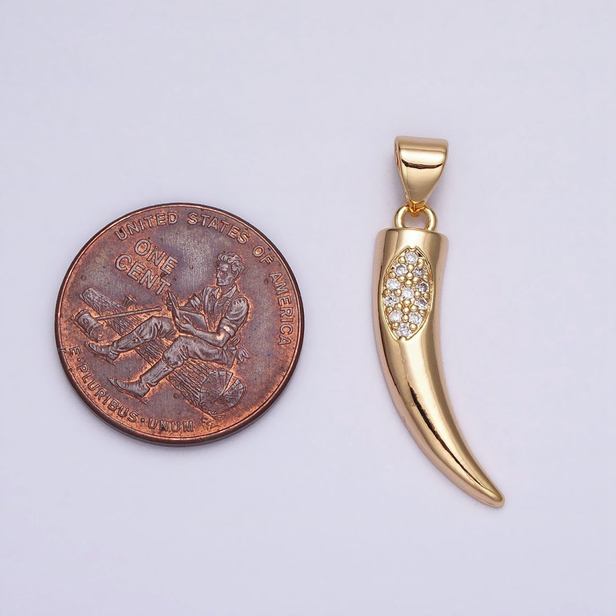 16K Gold Filled Cornicyll Horn Micro Paved CZ Pendant in Gold & Silver | AA371 AA372