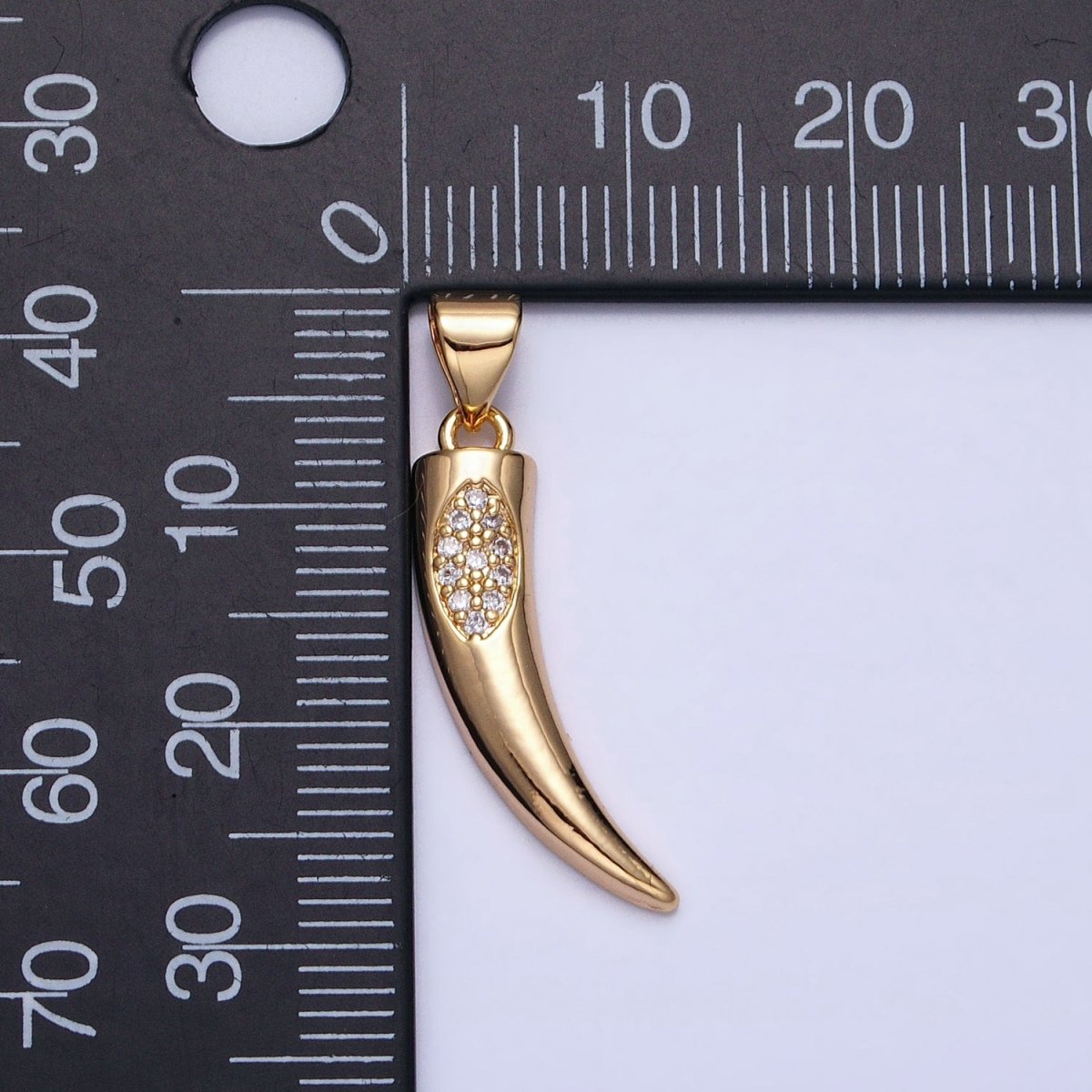 16K Gold Filled Cornicyll Horn Micro Paved CZ Pendant in Gold & Silver | AA371 AA372