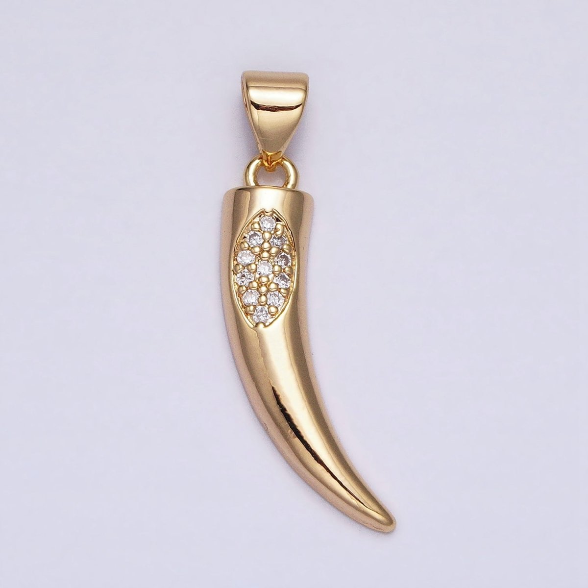 16K Gold Filled Cornicyll Horn Micro Paved CZ Pendant in Gold & Silver | AA371 AA372