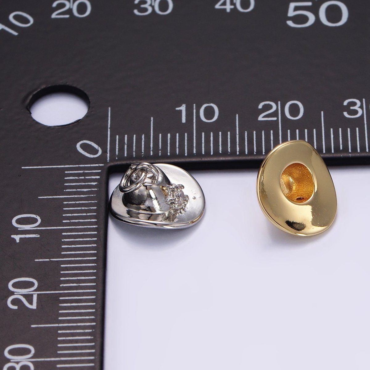 16K Gold Filled Cowboy Hat Clear CZ Star Charm in Gold & Silver | E391