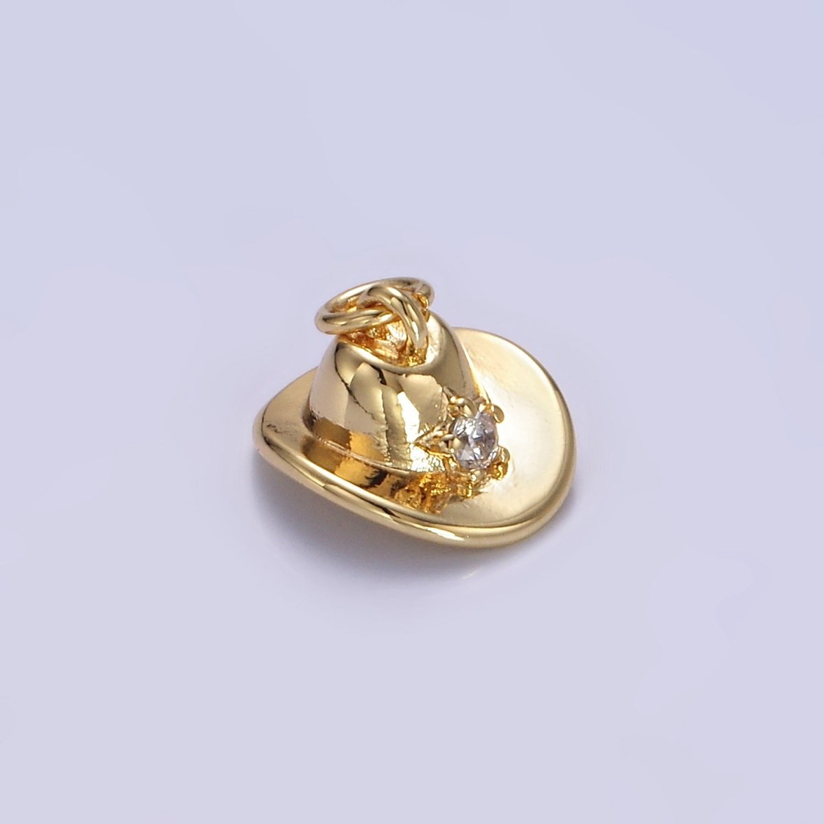 16K Gold Filled Cowboy Hat Clear CZ Star Charm in Gold & Silver | E391