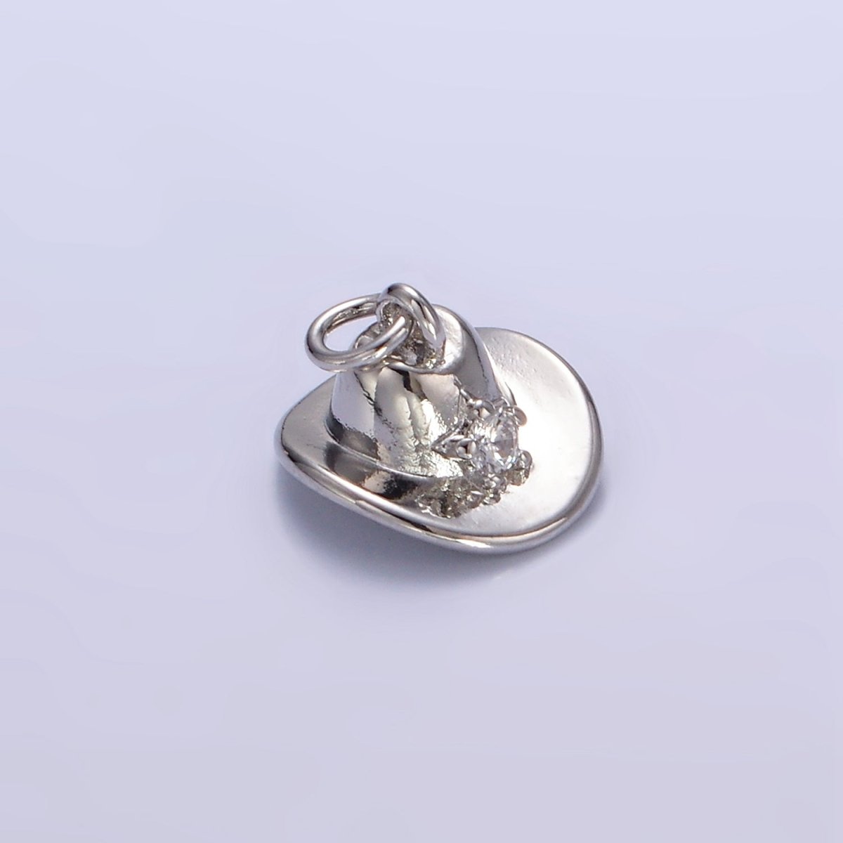 16K Gold Filled Cowboy Hat Clear CZ Star Charm in Gold & Silver | E391