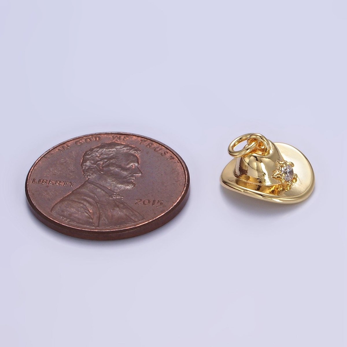16K Gold Filled Cowboy Hat Clear CZ Star Charm in Gold & Silver | E391
