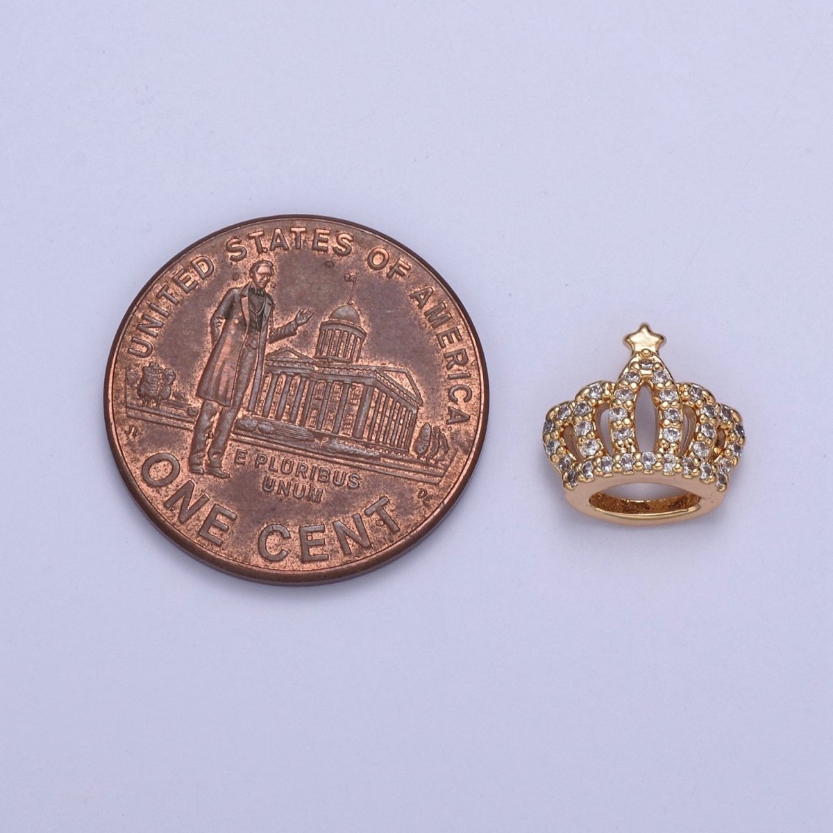 16K Gold Filled Crown Tiara with Star CZ Pendant Charm, Micro Pave Charm For Earring Bracelet Necklace N-426 - DLUXCA