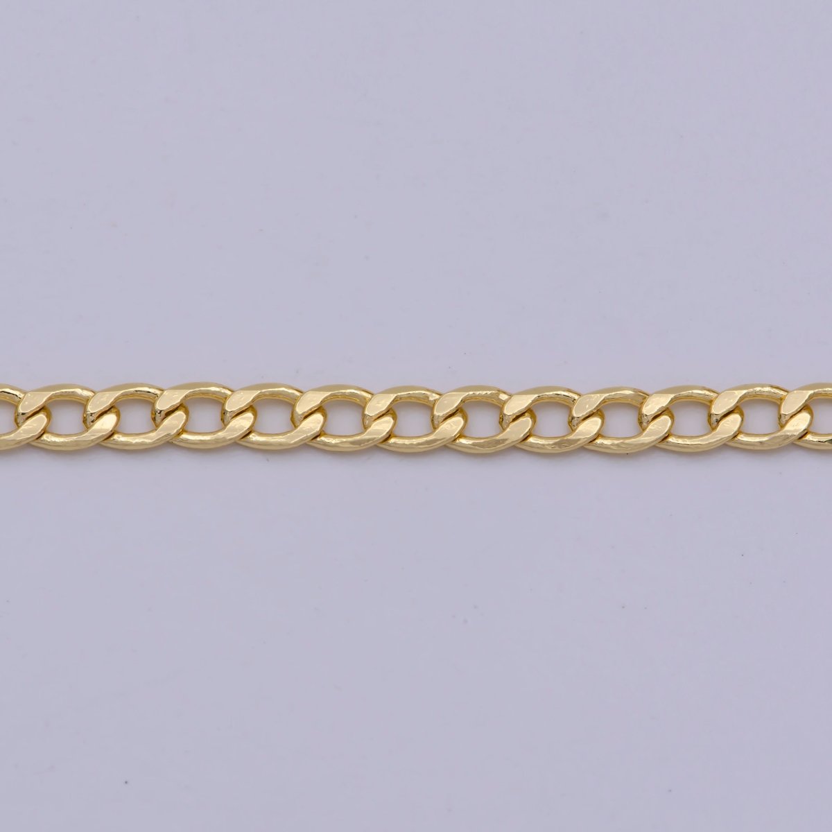 16K Gold Filled CURB Chain, Flat Cuban Curb Chain Sold by Yard, 0.5mm Thickness Unfinished Wholesale Bulk Chain | ROLL-564 / ROLL-393 / ROLL-283 Clearance Pricing - DLUXCA