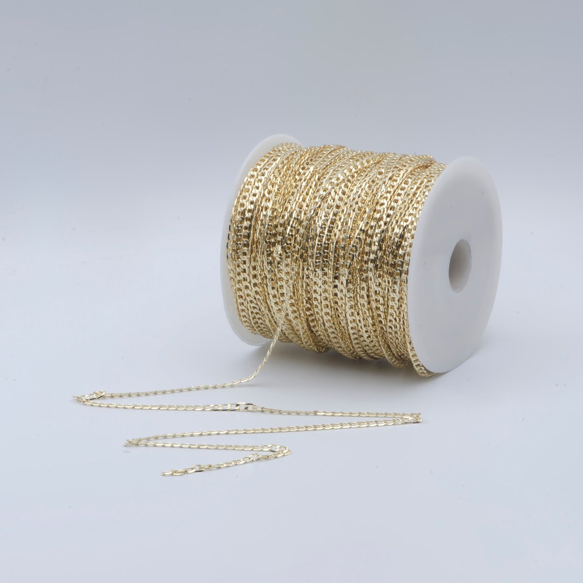 16K Gold Filled CURB Chain Sold by Yard, Cuban Link Chain for Necklace Bracelet Anklet Supply, 2.7x0.8mm Wide Chain for Jewelry Making | ROLL-502