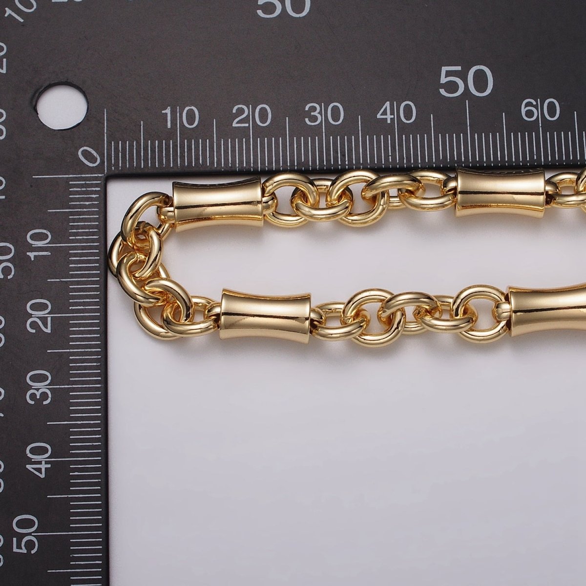 16k Gold Filled Curved Tube Rolo Link Unfinished Chain in Gold & Silver by Yard | ROLL-1171 ROLL-1172 Clearance Pricing