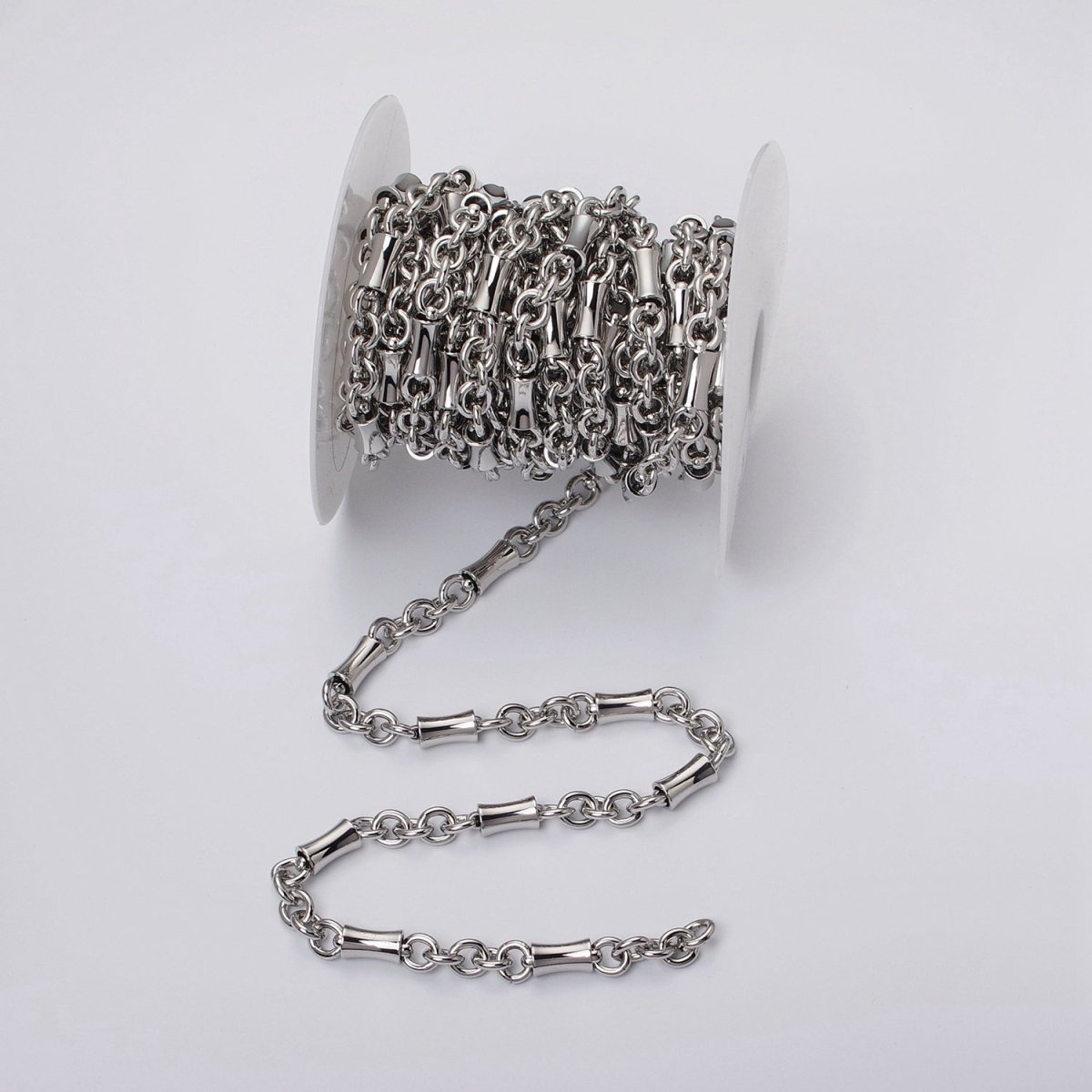 16k Gold Filled Curved Tube Rolo Link Unfinished Chain in Gold & Silver by Yard | ROLL-1171 ROLL-1172 Clearance Pricing