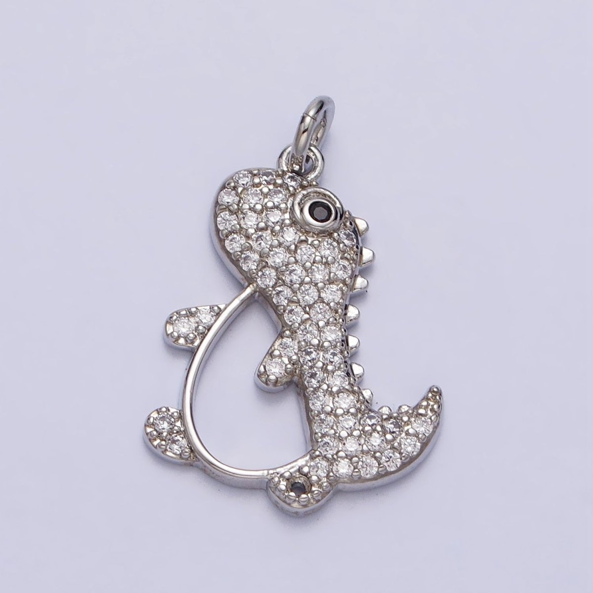 16K Gold Filled Cute Dinosaur Micro Paved CZ Open Charm in Gold & Silver | AC273 AC274