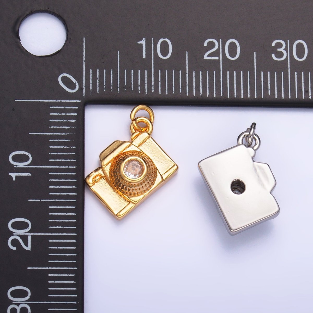 16K Gold Filled CZ Digital Camera Photography Charm in Gold & Silver | Y464