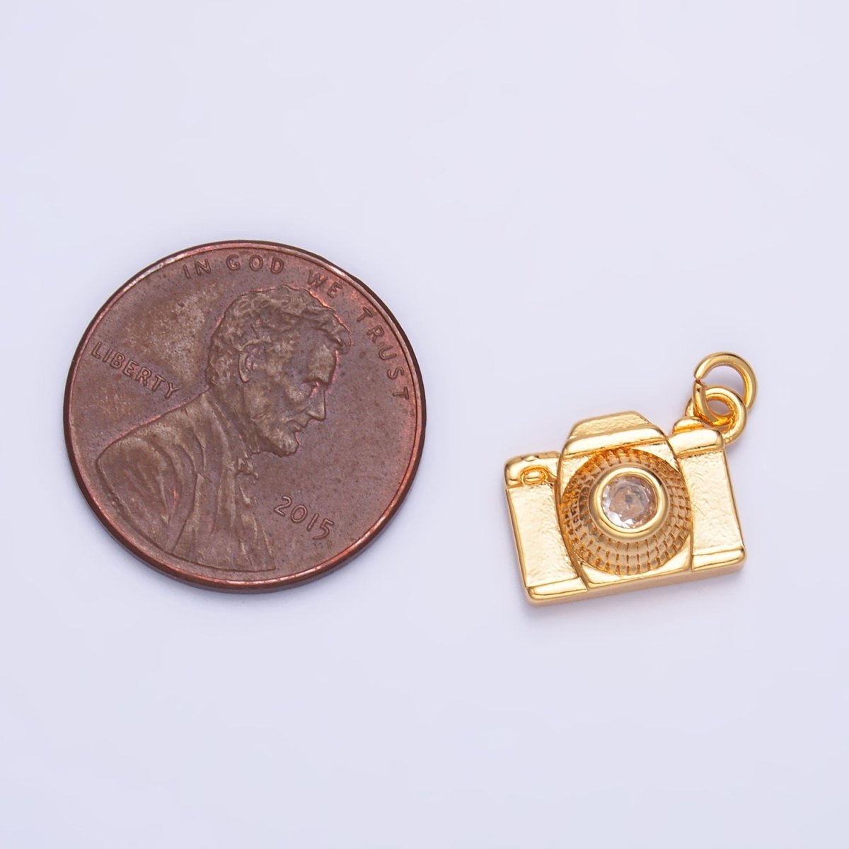 16K Gold Filled CZ Digital Camera Photography Charm in Gold & Silver | Y464