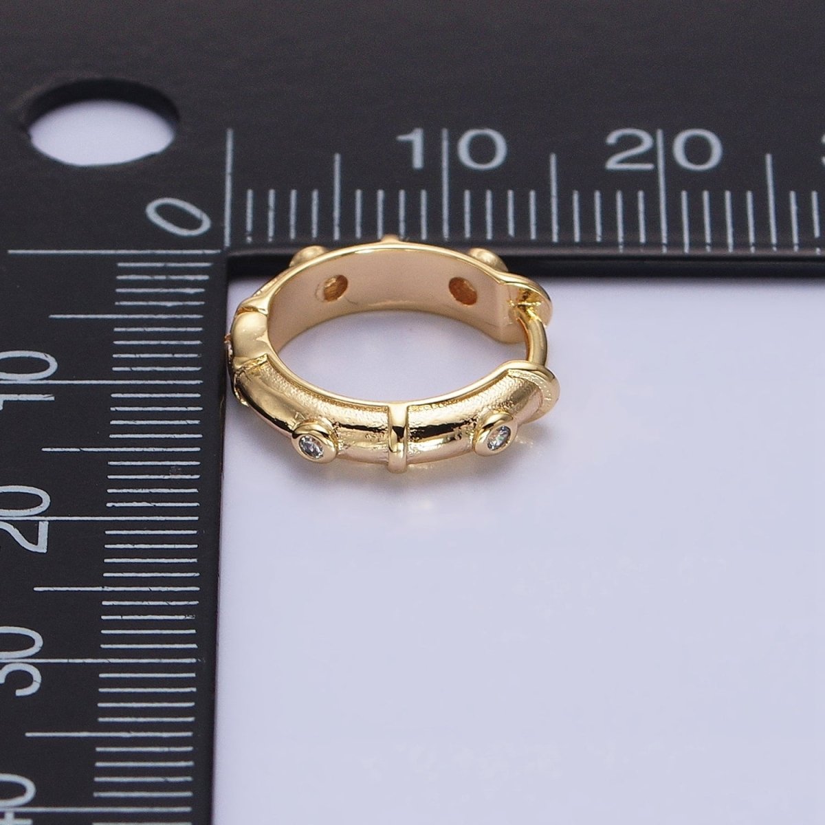 16K Gold Filled CZ Dotted 15mm Huggie Hoop Earrings in Gold & Silver | AB1555 AB1556