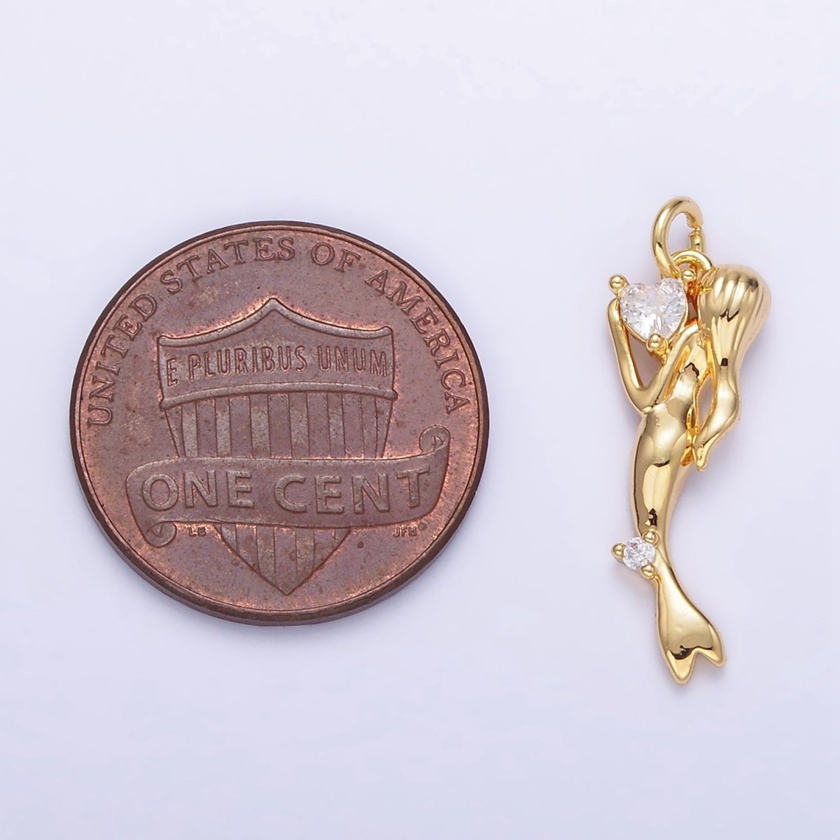 24K Gold Filled CZ Mermaid Portrait Charm in Gold & Silver | AG840