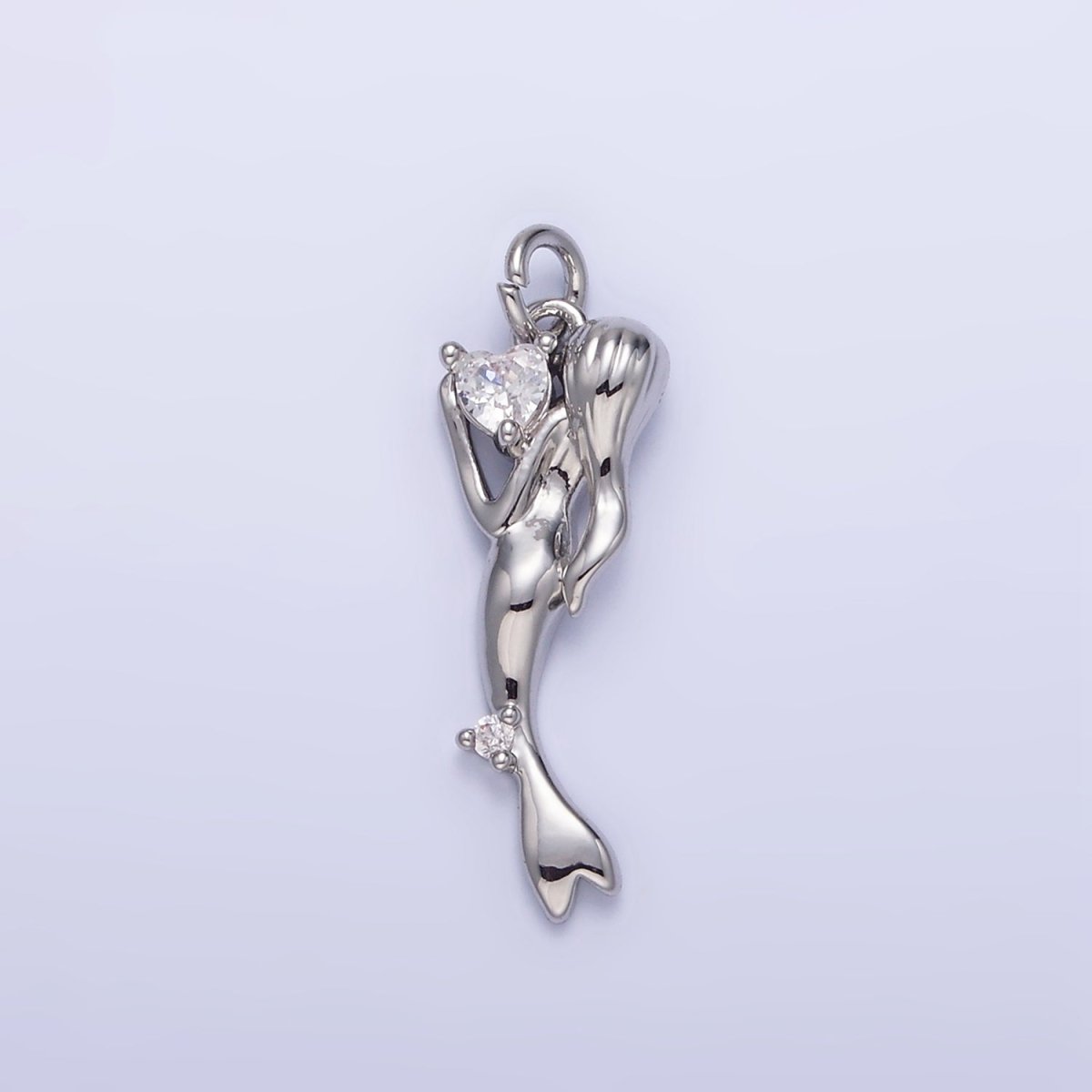 24K Gold Filled CZ Mermaid Portrait Charm in Gold & Silver | AG840