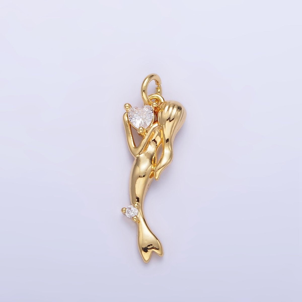 24K Gold Filled CZ Mermaid Portrait Charm in Gold & Silver | AG840