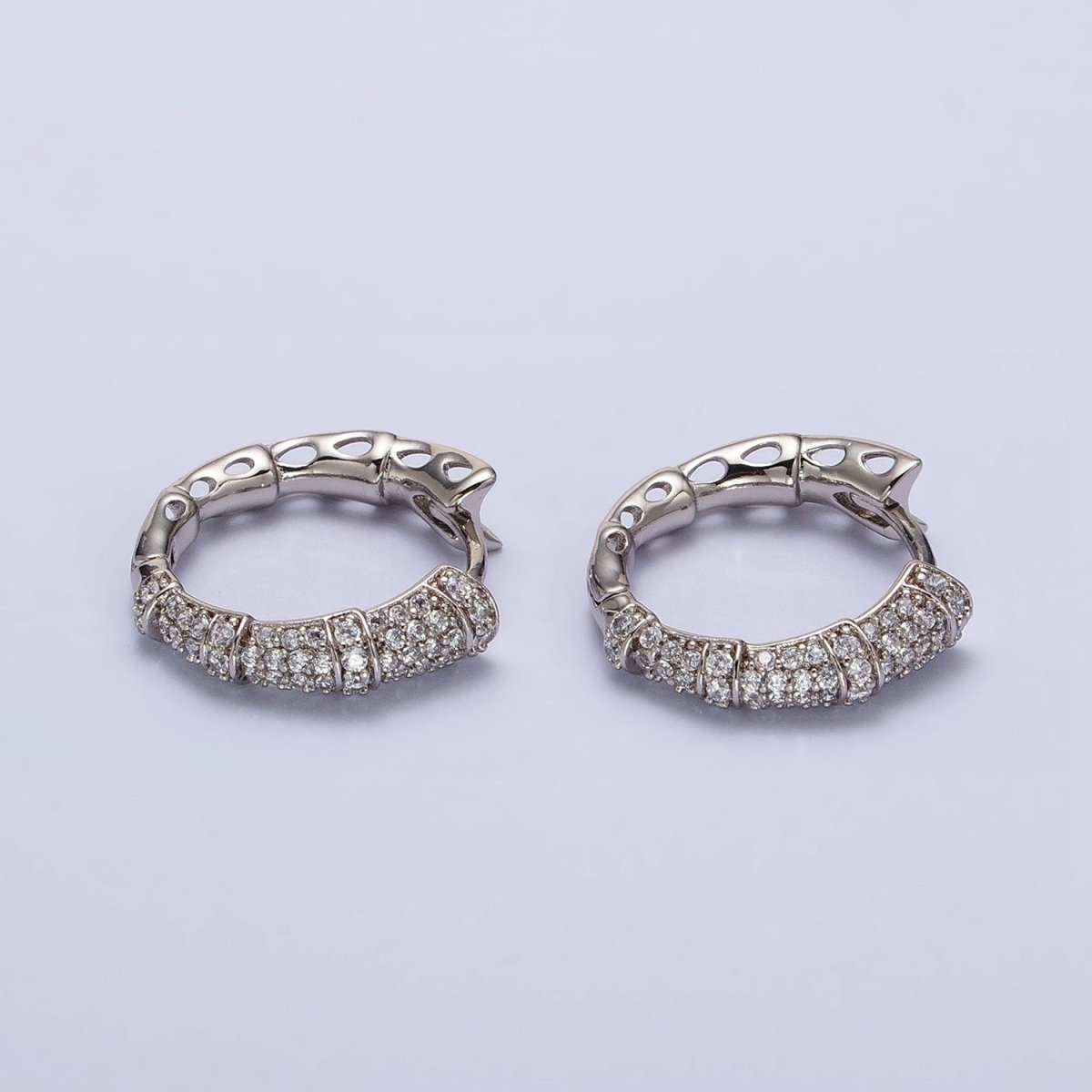 16K Gold Filled CZ Micro Paved Geometric Huggie Endless Hoop Earrings | AD1323 AD1324