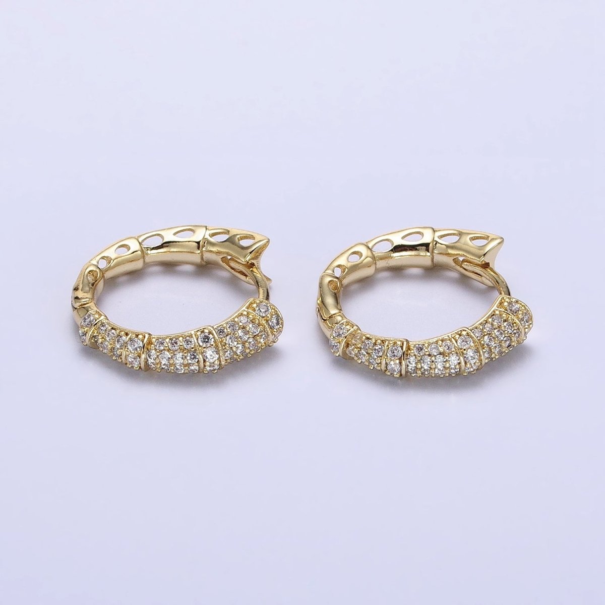 16K Gold Filled CZ Micro Paved Geometric Huggie Endless Hoop Earrings | AD1323 AD1324