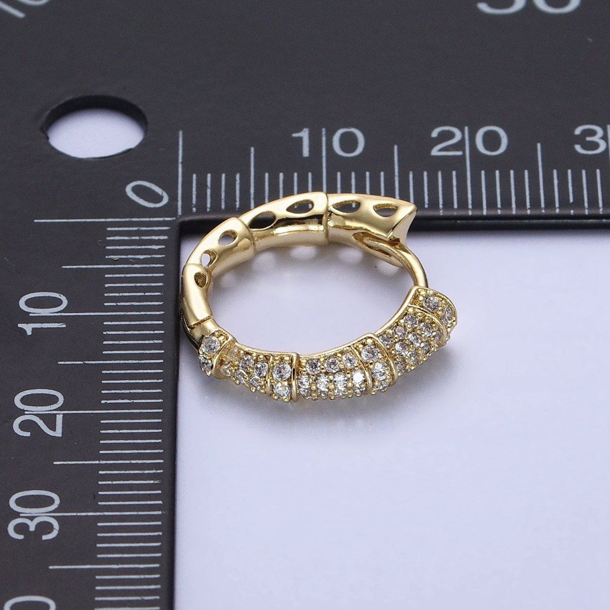 16K Gold Filled CZ Micro Paved Geometric Huggie Endless Hoop Earrings | AD1323 AD1324