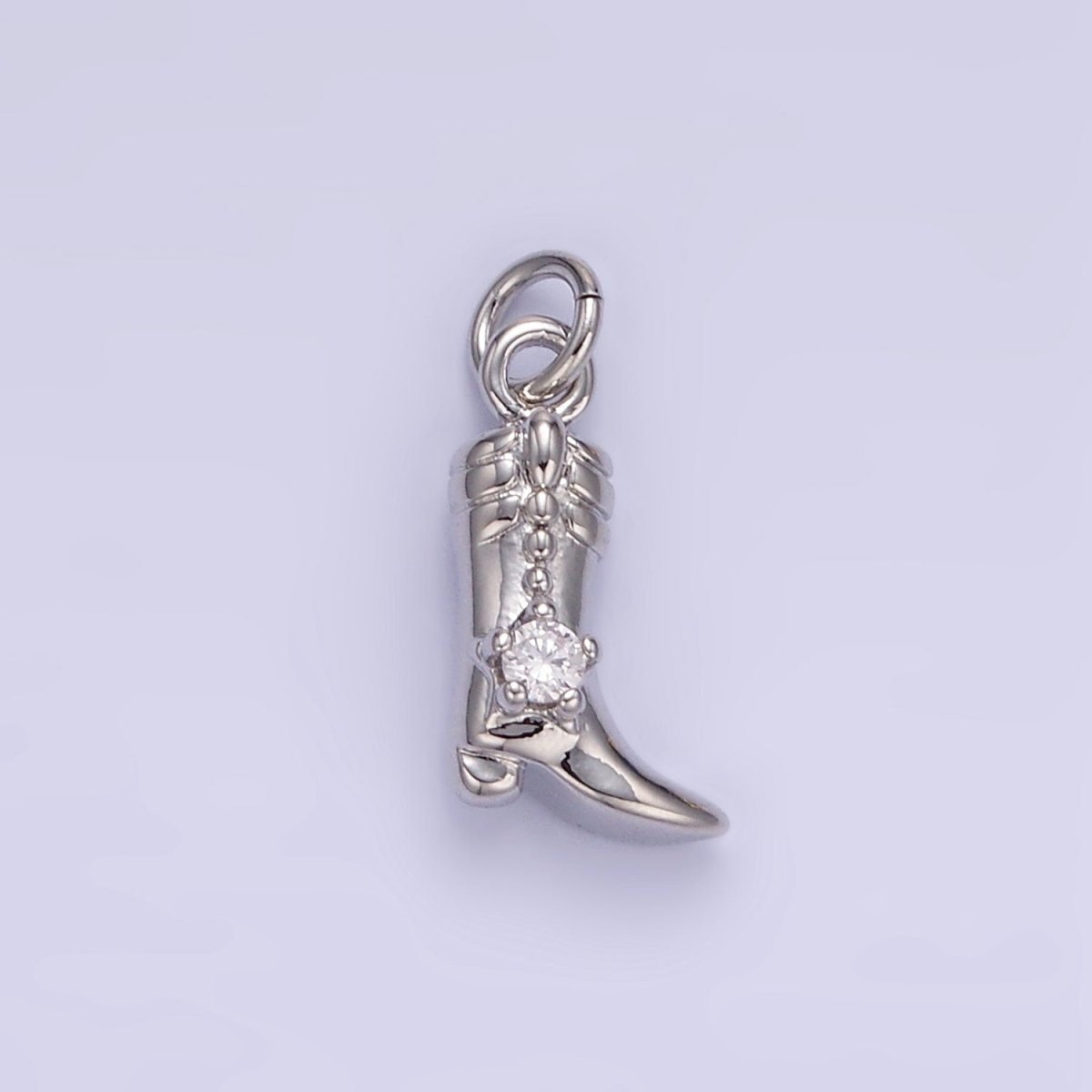 16K Gold Filled CZ West Cowboy Boots Charm in Gold & Silver | AC113