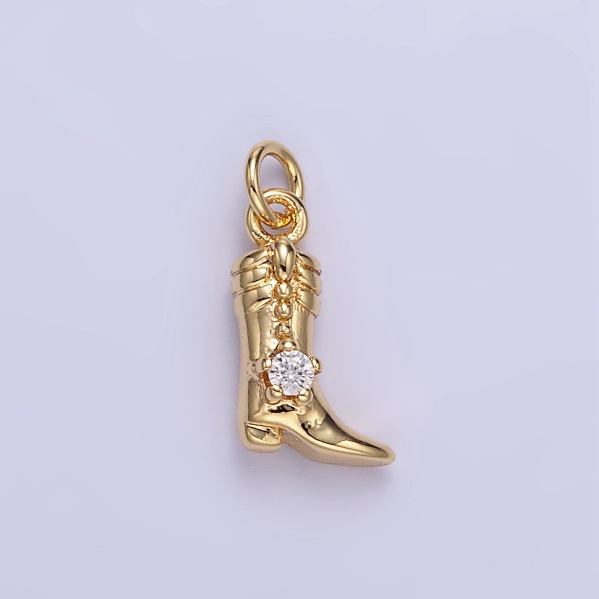16K Gold Filled CZ West Cowboy Boots Charm in Gold & Silver | AC113