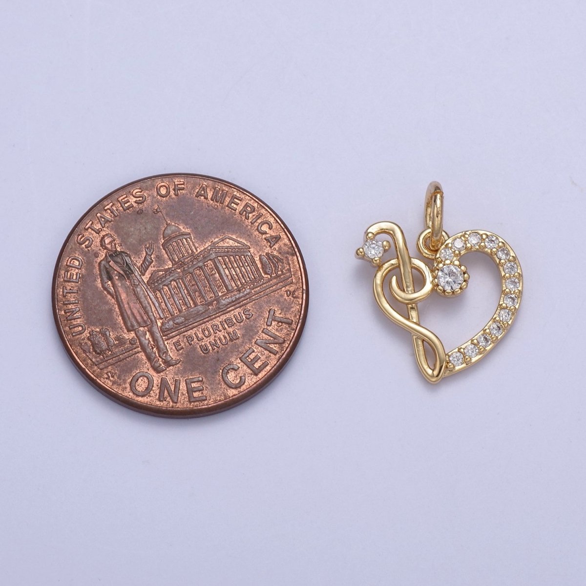 16K Gold Filled Dainty Micro pave Heart Charm, Love Inspired Tiny Heart Ornament Charm N-430 - DLUXCA