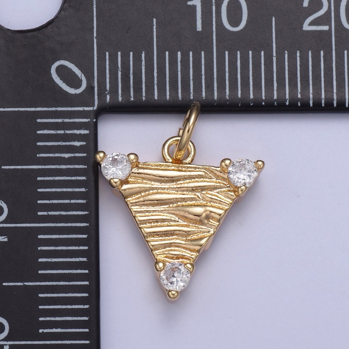 16k Gold Filled Dainty Triangle Charm Cubic Zirconia Charm in Gold micro Pave CZ Geometric Charm N-432 - DLUXCA