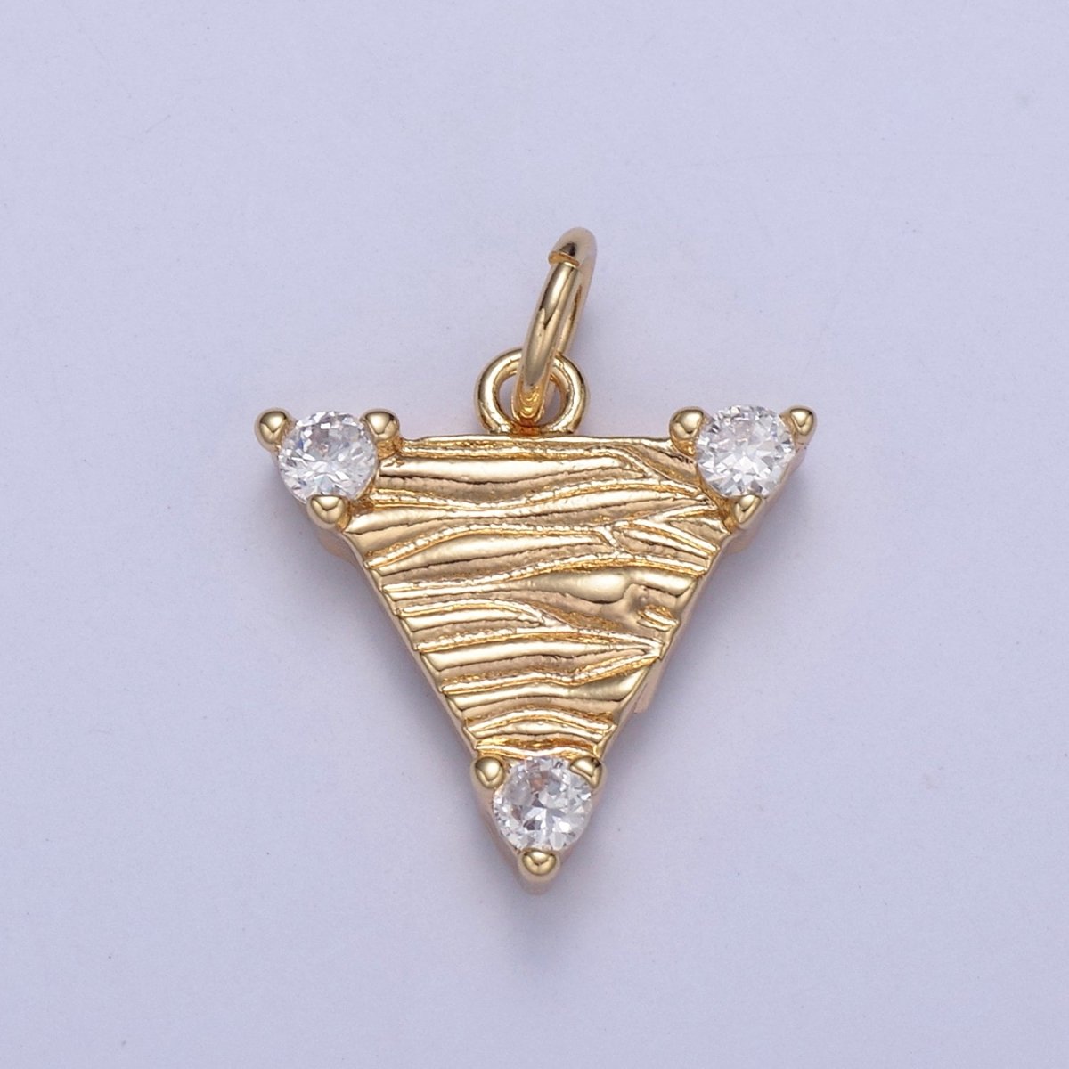 16k Gold Filled Dainty Triangle Charm Cubic Zirconia Charm in Gold micro Pave CZ Geometric Charm N-432 - DLUXCA