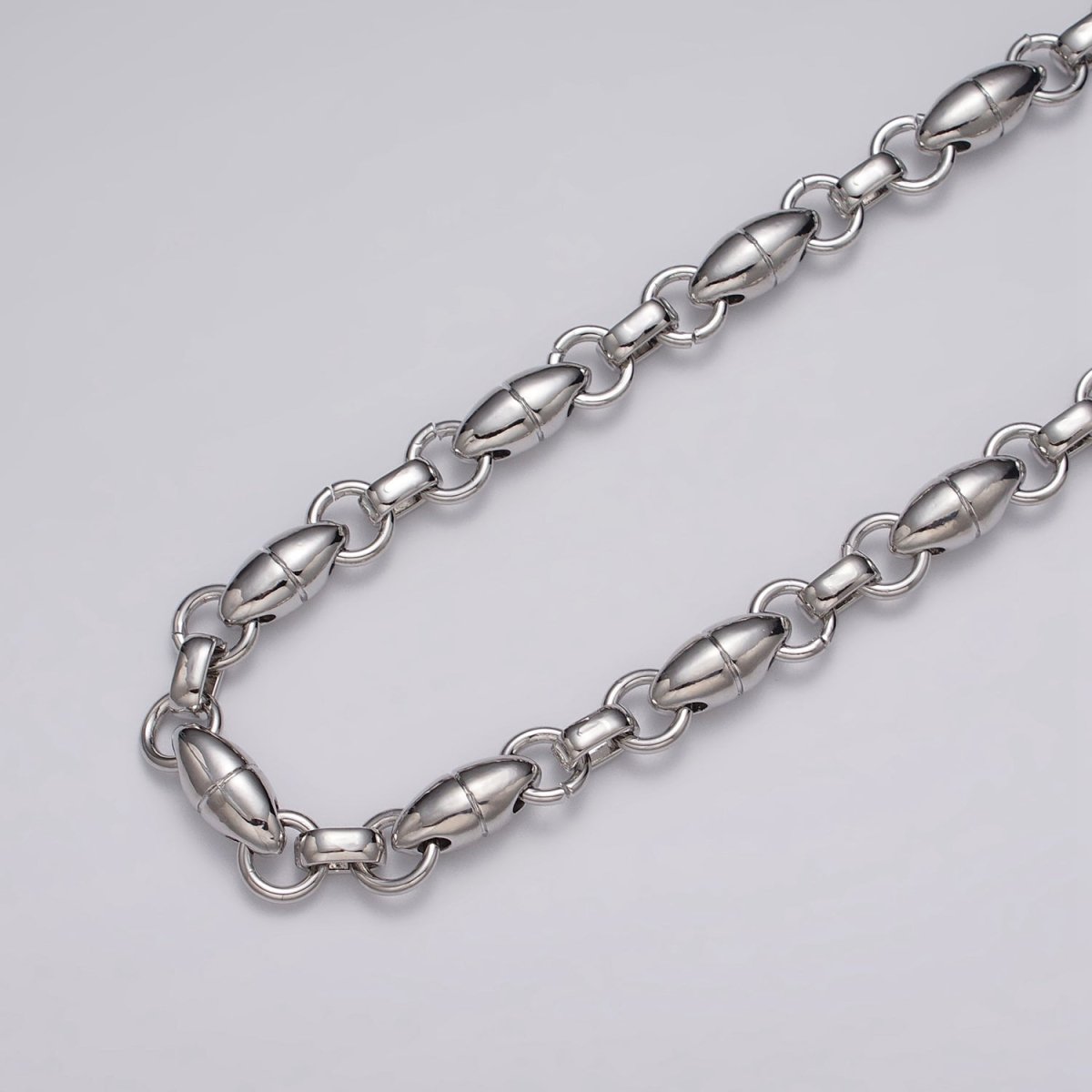 16k Gold Plated Designed Oval Pill Rolo Link Unfinished Chain by Yard in Gold & Silver | ROLL-1167 ROLL-1168 Clearance Pricing