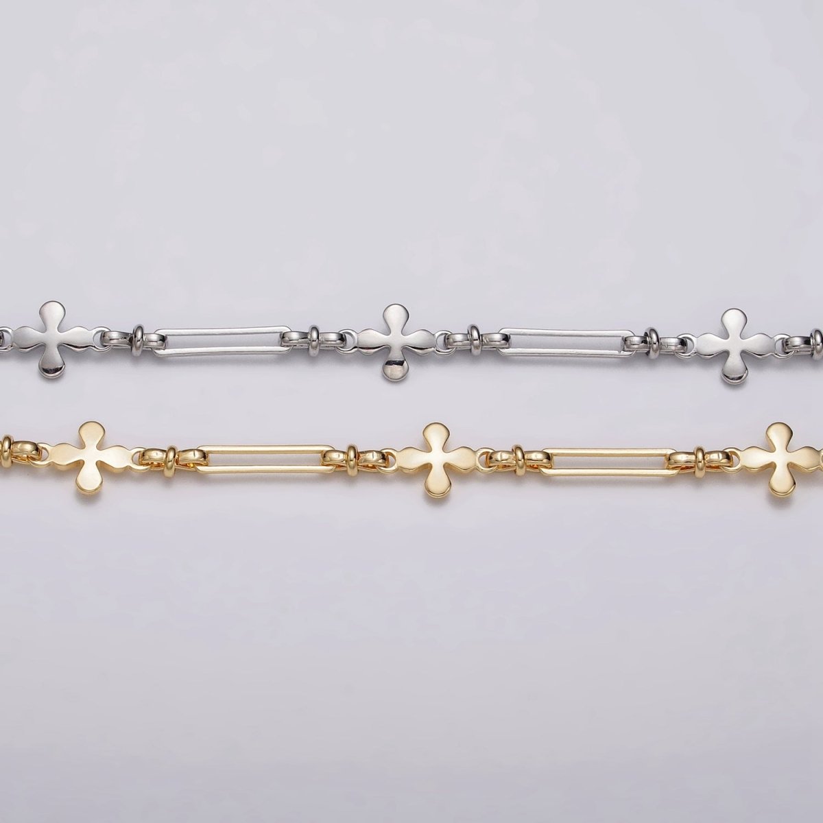 16k Gold Filled Designed Quatrefoil Paperclip Figure Eight Link Unfinished Chain by Yard in Gold & Silver | ROLL-1177 ROLL-1178 Clearance Pricing