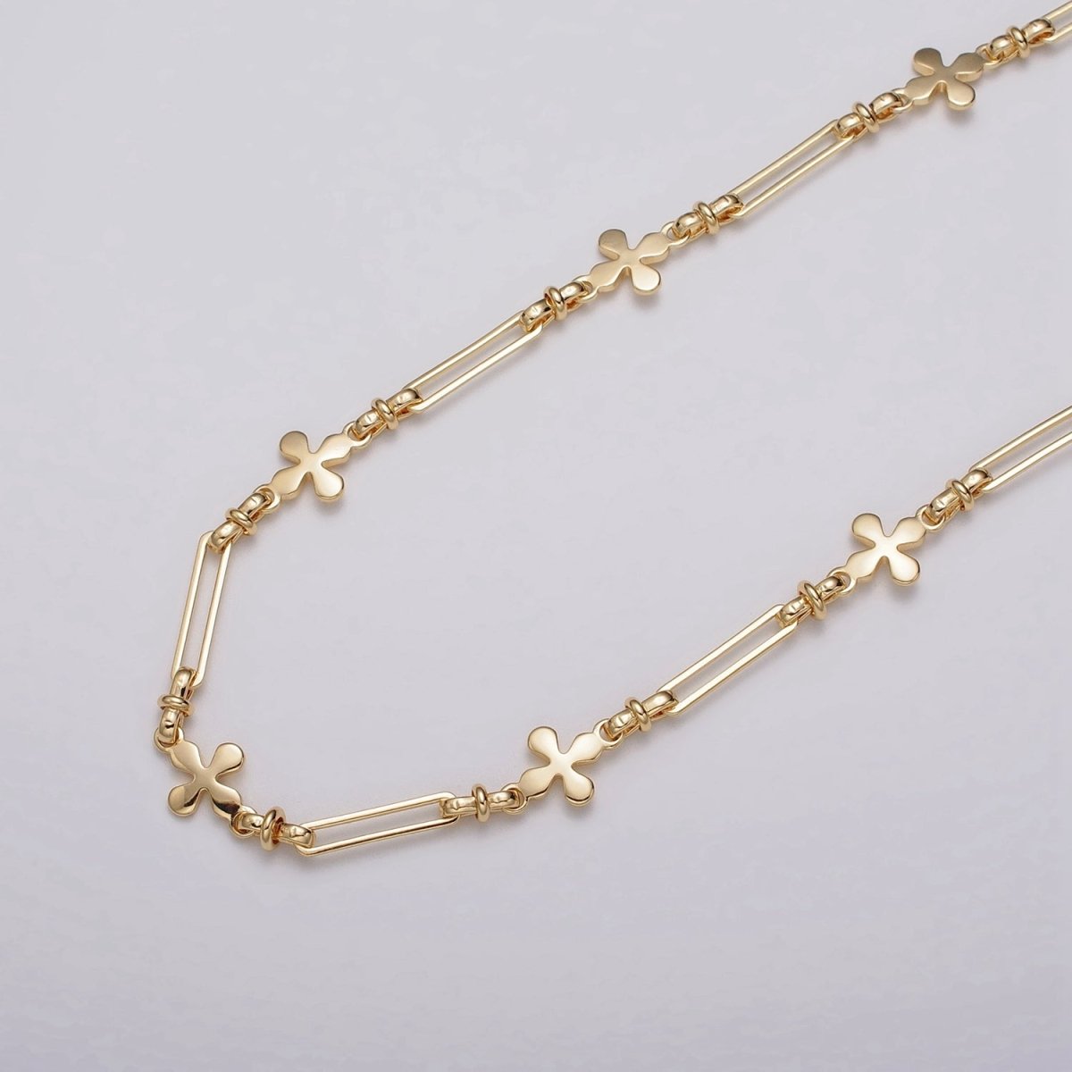 16k Gold Filled Designed Quatrefoil Paperclip Figure Eight Link Unfinished Chain by Yard in Gold & Silver | ROLL-1177 ROLL-1178 Clearance Pricing