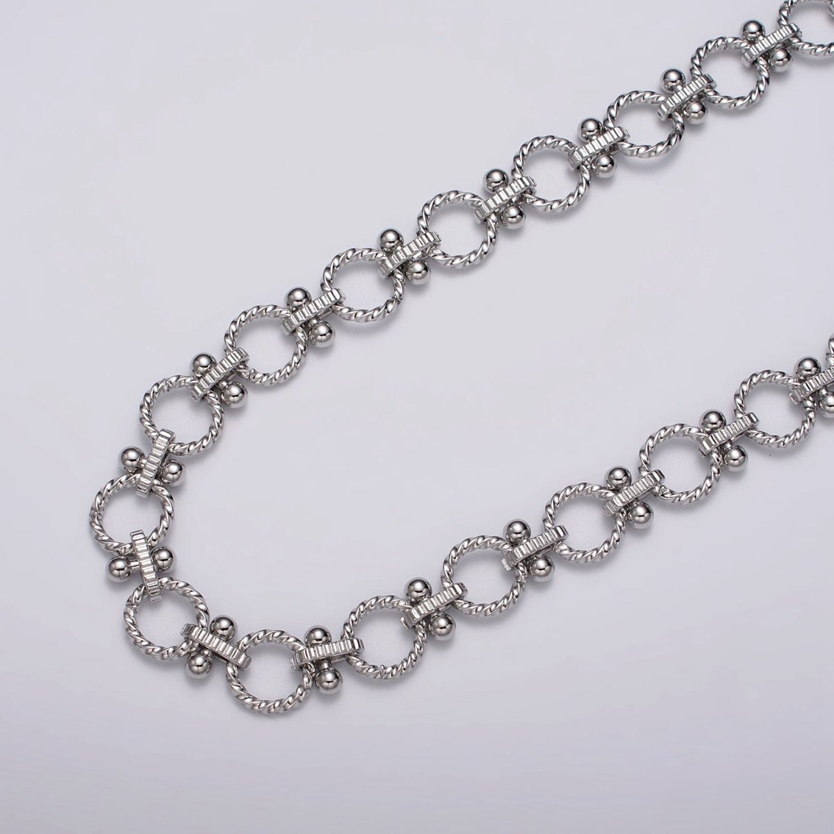 16k Gold Plated Designed Twisted Rolo Link Unfinished Chain in Gold & Silver by Yard | ROLL-1165 ROLL-1166 Clearance Pricing