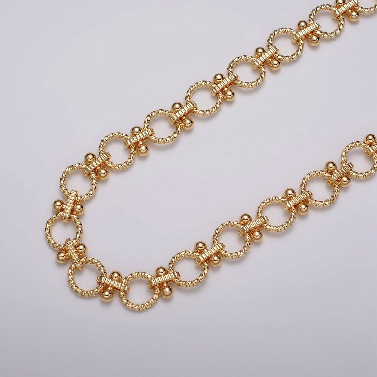 16k Gold Plated Designed Twisted Rolo Link Unfinished Chain in Gold & Silver by Yard | ROLL-1165 ROLL-1166 Clearance Pricing