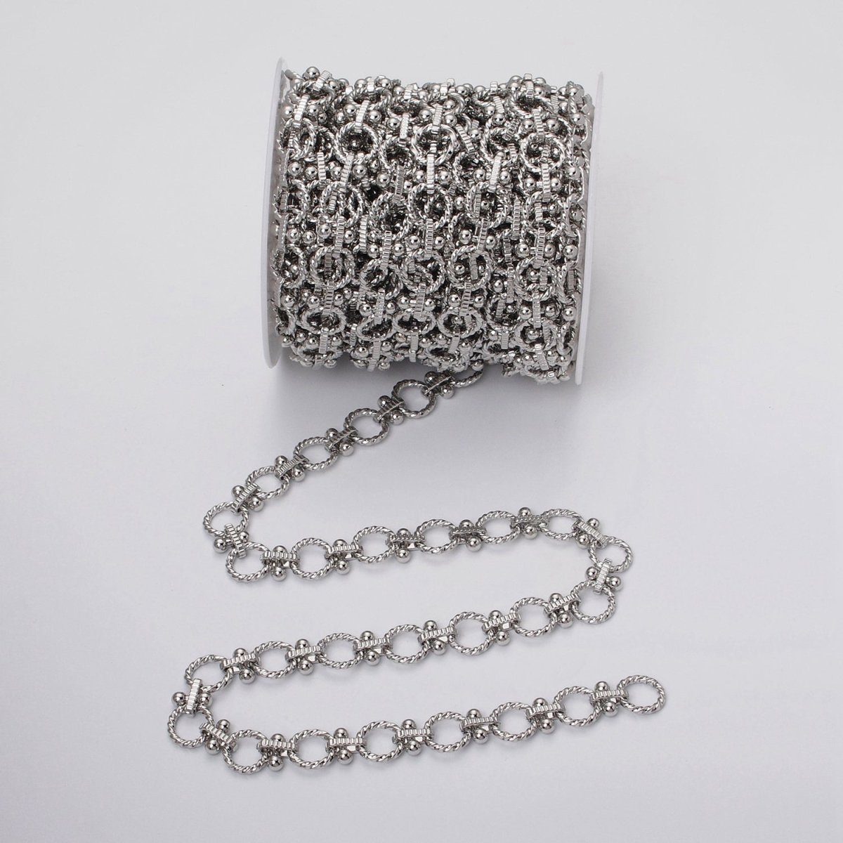 16k Gold Plated Designed Twisted Rolo Link Unfinished Chain in Gold & Silver by Yard | ROLL-1165 ROLL-1166 Clearance Pricing