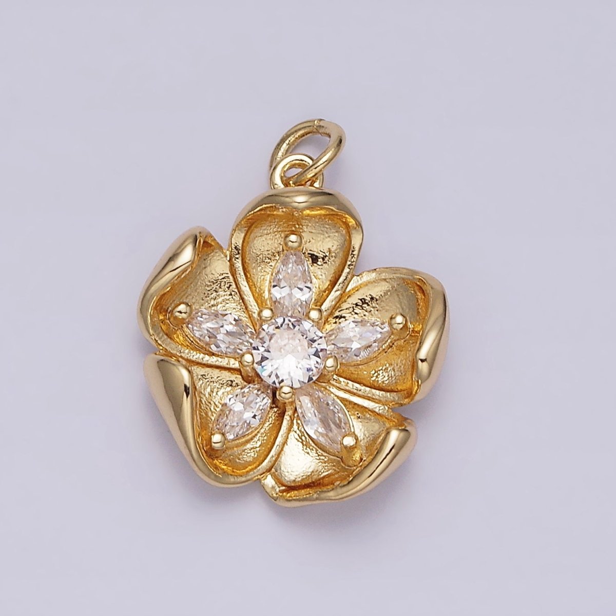 16K Gold Filled Double Layer Clear Marquise Petal Flower Add-On Charm in Gold & Silver | AC1069 AC1070