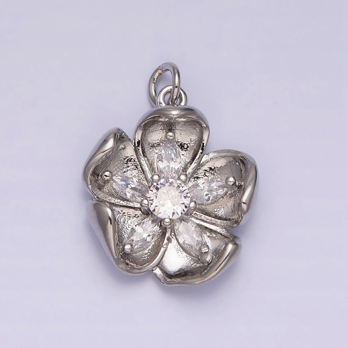 16K Gold Filled Double Layer Clear Marquise Petal Flower Add-On Charm in Gold & Silver | AC1069 AC1070