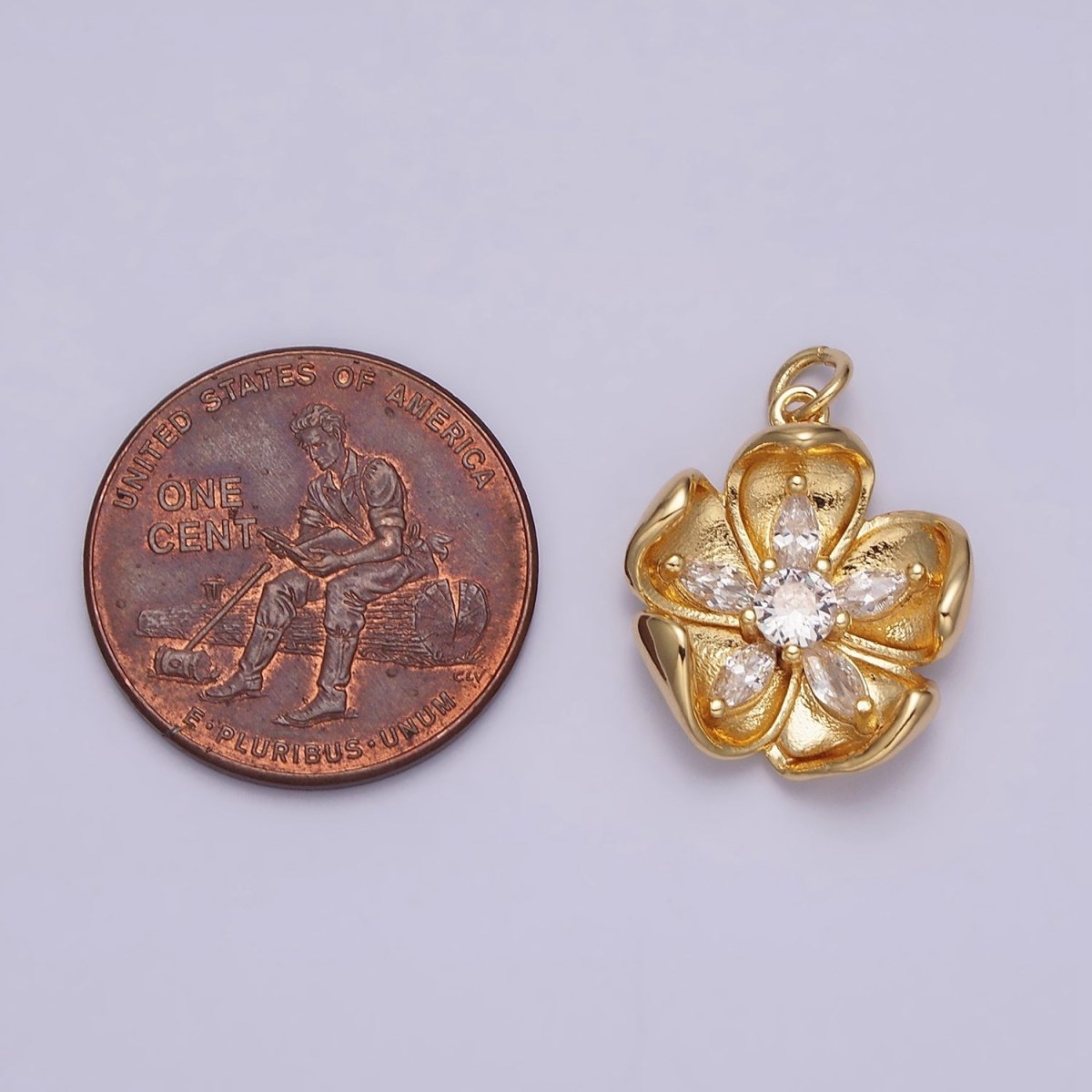 16K Gold Filled Double Layer Clear Marquise Petal Flower Add-On Charm in Gold & Silver | AC1069 AC1070