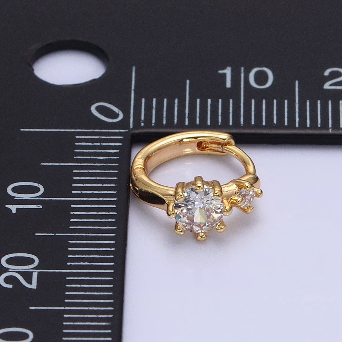 16K Gold Filled Double Round Clear CZ 11mm Cartilage Huggie Earrings in Gold & Silver | AB1451 AB1452