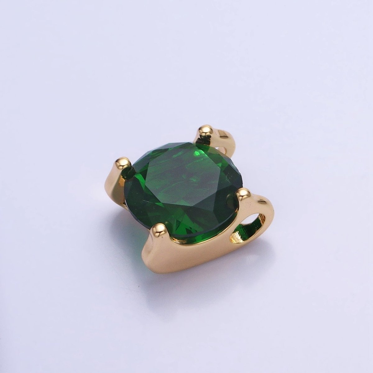 16K Gold Filled Emerald Green Birthday May Birthstone 12mm Add-On Charm in Silver & Gold | AC-400 AC-951
