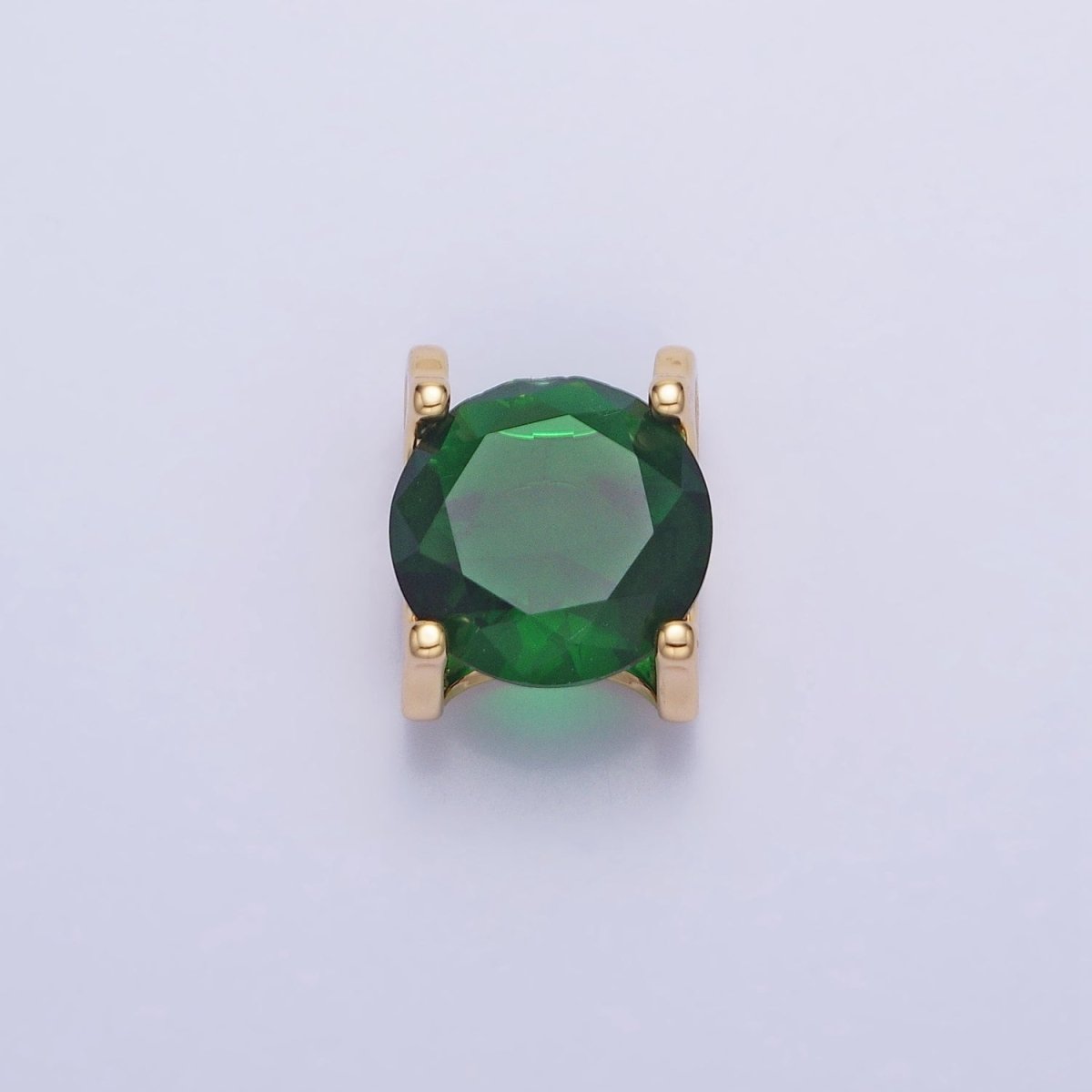 16K Gold Filled Emerald Green Birthday May Birthstone 12mm Add-On Charm in Silver & Gold | AC-400 AC-951