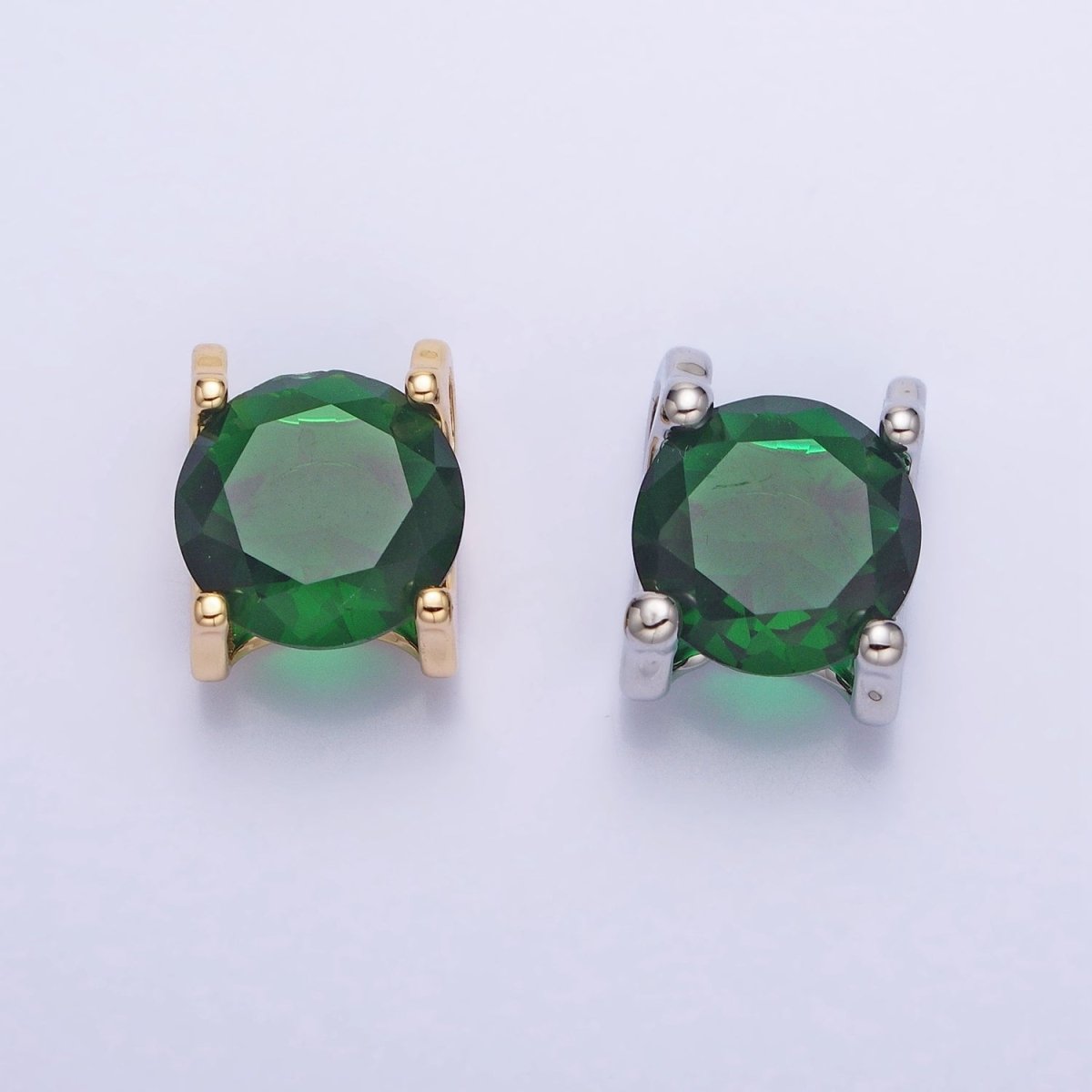 16K Gold Filled Emerald Green Birthday May Birthstone 12mm Add-On Charm in Silver & Gold | AC-400 AC-951