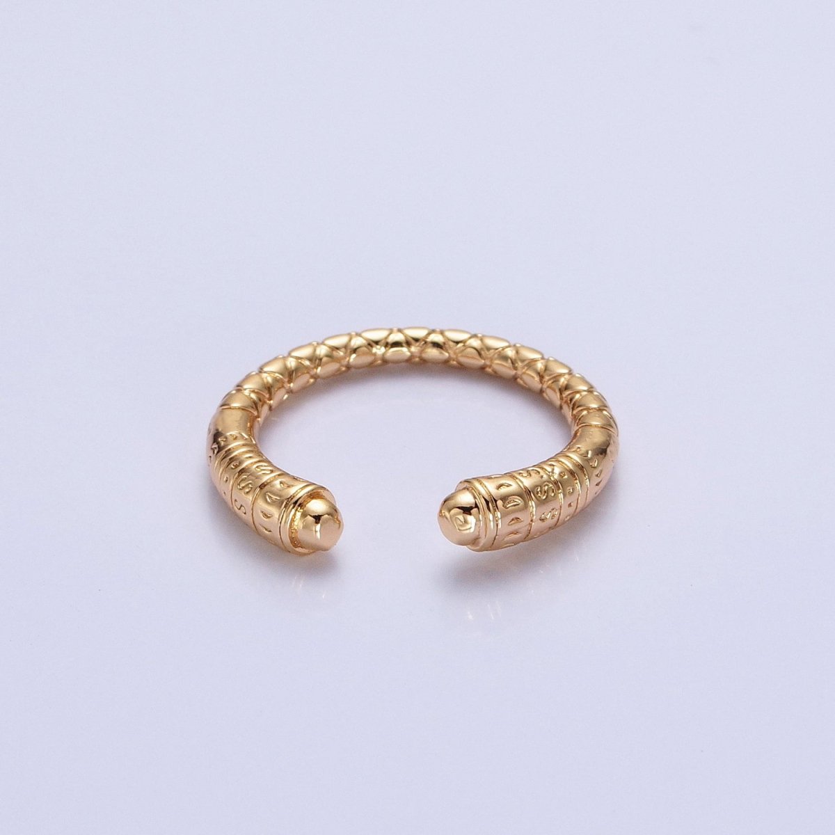 16K Gold Filled Engraved S Crescent Moon Open Adjustable Ring  in Gold & Silver | O-1926 O-1927